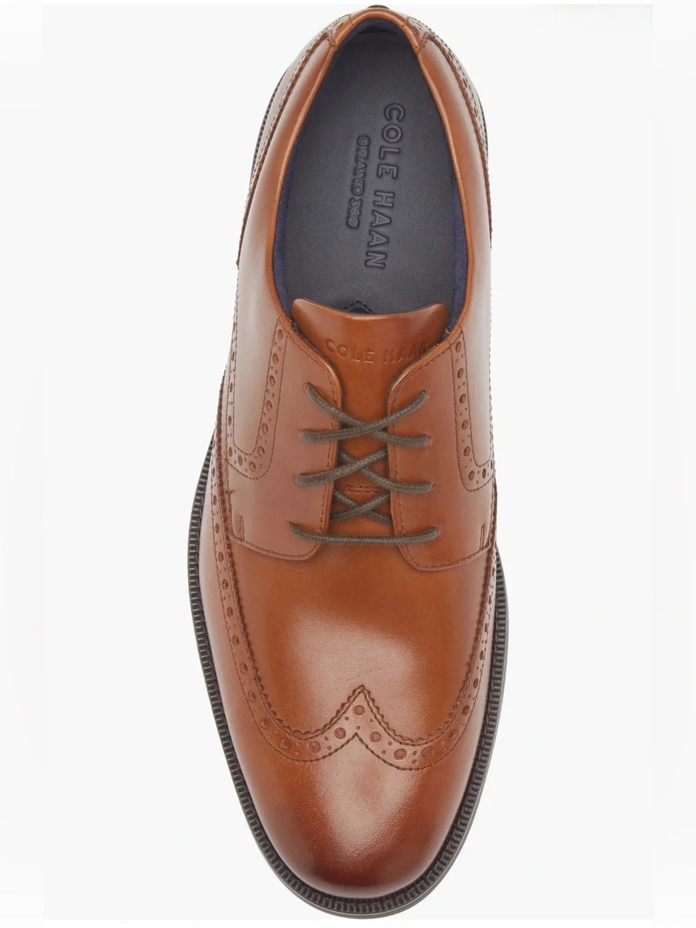 Cole Hasn Men's Classic Tan Leather Wingtip Oxford Dress Shoes Size 12